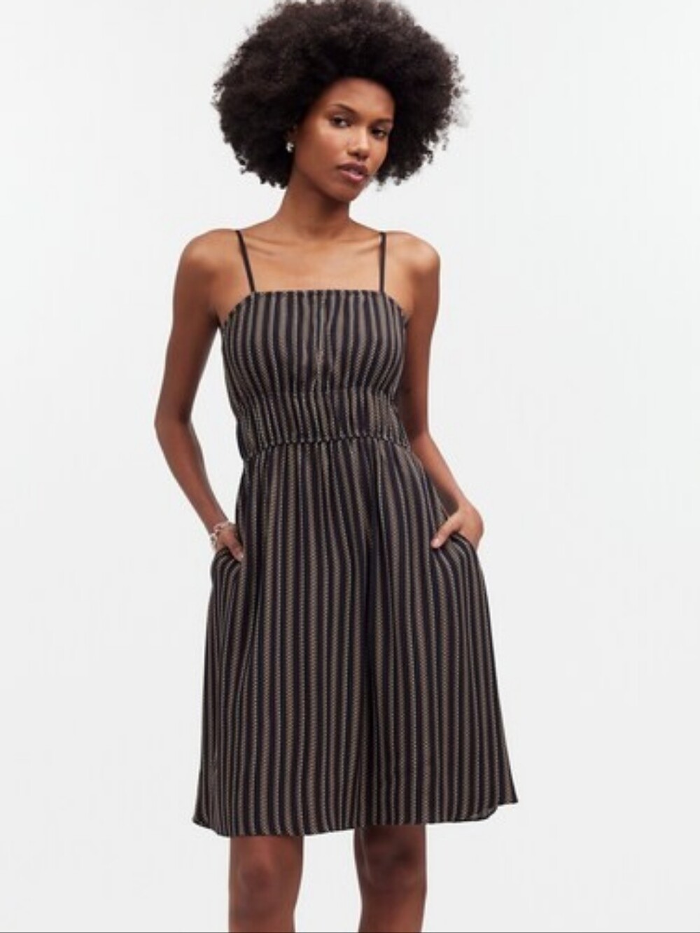 Madewell Smocked Square-Neck Mini Dress in Stripe